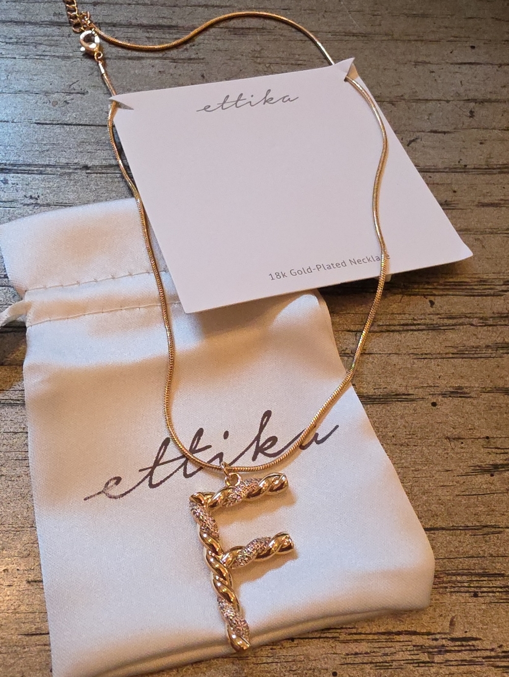 F Initial 18k Gold Plated Necklace Ettika NWT